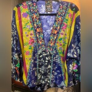 Johnny Was Cantero Floral Patchwork Jacket Boho chic C49323BO pit to pit 24
24 L